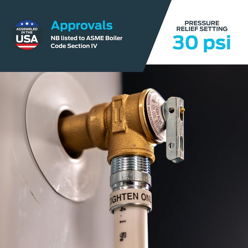 Cash Acme 3/4 Inch F-30 Safety Relief Pressure Release Valve - Durable Brass Plumbing Fitting - Image 4